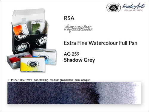 Farba akwarelowa Aquarius Shadow Grey 259, kostka akwarelowa pełna Aquarius Shadow Grey 259,  Aquarius Shadow Grey 259 kostka akwarelowa pełna, farba akwarelowa pełna kostka Aquarius RSA, akwarele, kostki akwarelowe,