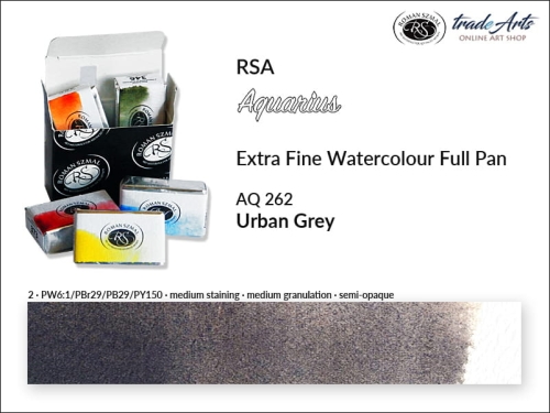 Farba akwarelowa Aquarius Urban Grey 262, kostka full pan Aquarius Urban Grey 262, Aquarius Urban Grey 262 pełna kostka akwarelowa, farby akwarelowe pełna kostka Aquarius RSA,