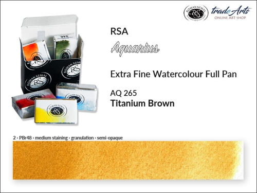 Farba akwarelowa Aquarius Titanium Brown 265, kostka full pan Aquarius Titanium Brown 265, Aquarius Titanium Brown 265 pełna kostka akwarelowa, farby akwarelowe, pełna kostka Aquarius RSA,