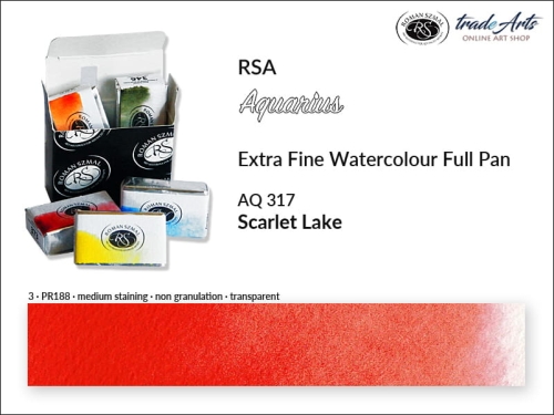 Farba akwarelowa Aquarius Scarlet Lake 317, kostka akwarelowa pełna Aquarius Scarlet Lake 317, Aquarius  Scarlet lake 317 pełna kostka akwarelowa, farba akwarelowe pełna kostka Aquarius RSA, akwarele, kostki akwarelowe,