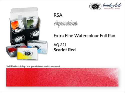 Farba akwarelowa Aquarius Scarlet Red 321, kostka akwarelowa pełna Aquarius Scarlet Red 321, Aquarius  Scarlet Red 321 pełna kostka akwarelowa, farba akwarelowe pełna kostka Aquarius RSA, akwarele, kostki akwarelowe,