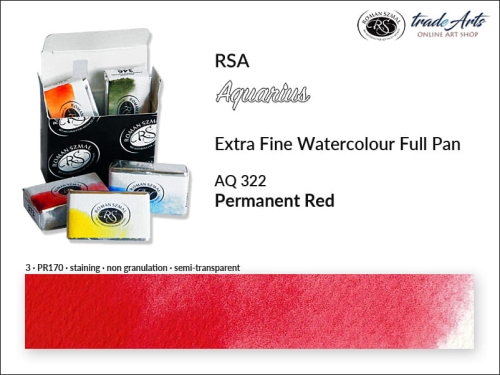 Farba akwarelowa Aquarius Permanent Red 322, kostka akwarelowa pełna Aquarius Permanent Red 322, Aquarius  Permanent Red 322 pełna kostka akwarelowa, farba akwarelowe pełna kostka Aquarius RSA, akwarele, kostki akwarelowe,