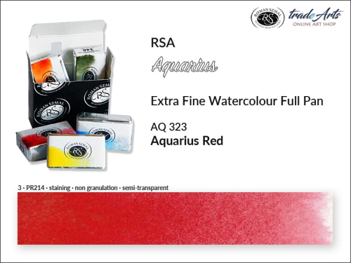 Aquarius Extra Fine Watercolour Full Pan, farba akwarelowa Aquarius Red 323, kostka akwarelowa pełna Aquarius Red 323,  Aquarius Red 323 kostka akwarelowa pełna, farba akwarelowa pełna kostka Aquarius RSA, akwarele, kostki akwarelowe,