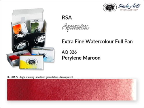 Farba akwarelowa Aquarius Perylene Maroon 326, kostka akwarelowa pełna Aquarius Perylene Maroon 326,  Aquarius  Perylene Maroon 326 pełna kostka akwarelowa, farba akwarelowe pełna kostka Aquarius RSA, akwarele, kostki akwarelowe,