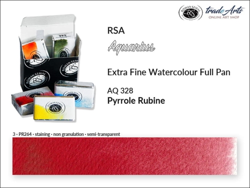 Farba akwarelowa Aquarius Pyrrole Rubine 328, kostka akwarelowa pełna Aquarius Pyrrole Rubine 328,  Aquarius  Pyrrole Rubine 328 pełna kostka akwarelowa, farba akwarelowe pełna kostka Aquarius RSA, akwarele, kostki akwarelowe,