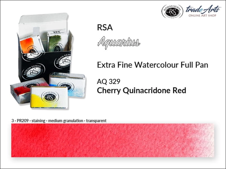 Farba akwarelowa Aquarius Cherry Quinacridone Red 329, kostka akwarelowa pełna Aquarius Cherry Quinacridone Red 329, Aquarius  Cherry Quinacridone Red 329 pełna kostka akwarelowa, farba akwarelowe pełna kostka Aquarius RSA, akwarele, kostki akwarelowe,