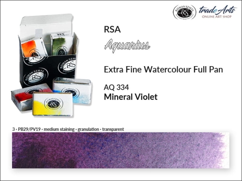 Farba akwarelowa Aquarius Mineral Violet 334, kostka akwarelowa pełna Aquarius Mineral Violet 334,  Aquarius  Mineral Violet 334 pełna kostka akwarelowa, farba akwarelowe pełna kostka Aquarius RSA, akwarele, kostki akwarelowe,