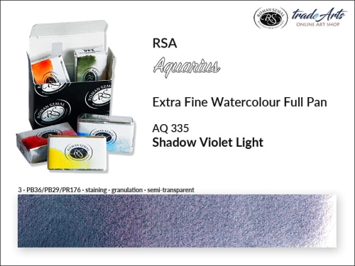 Farba akwarelowa RSA Aquarius Shadow Violet Light 335, kostka akwarelowa pełna RSA Aquarius Shadow Violet Light 335,  RSA Aquarius  Shadow Violet Light 335 pełna kostka akwarelowa, farba akwarelowe pełna kostka Aquarius RSA, akwarele, kostki akwarelowe,