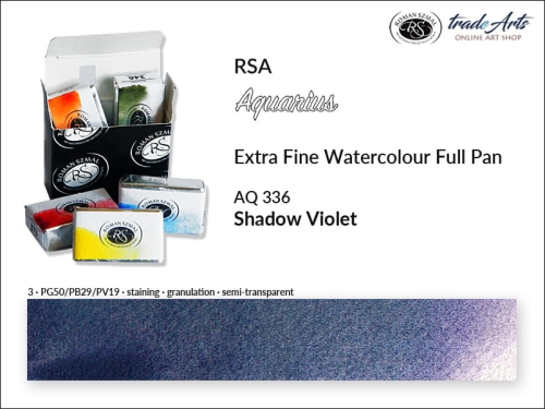 Farba akwarelowa RSA Aquarius Shadow Violet 336, kostka akwarelowa pełna RSA Aquarius Shadow Violet 336,  RSA Aquarius  Shadow Violet 336 pełna kostka akwarelowa, farba akwarelowe pełna kostka Aquarius RSA, akwarele, kostki akwarelowe,