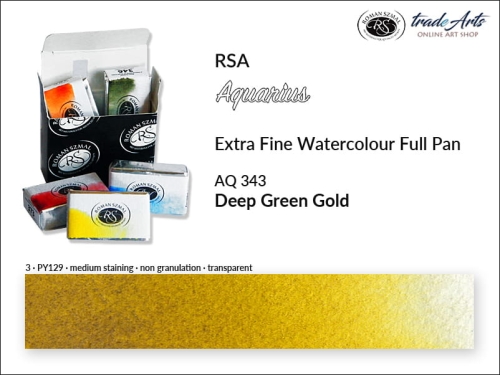 Farba akwarelowa Aquarius Deep Green Gold 343, kostka akwarelowa pełna Aquarius Deep Green Gold 343,  Aquarius  Deep Green Gold 343 kostka akwarelowa pełna, farba akwarelowa pełna kostka Aquarius RSA, akwarele, kostki akwarelowe,