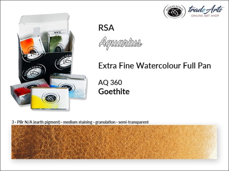 Aquarius Extra Fine Watercolour Full Pan, farba akwarelowa Aquarius Goethite 360, kostka akwarelowa pełna Aquarius Goethite 360,  akwarela Aquarius Goethite 360, akwarela pełna kostka Aquarius RSA, akwarele, kostki akwarelowe,