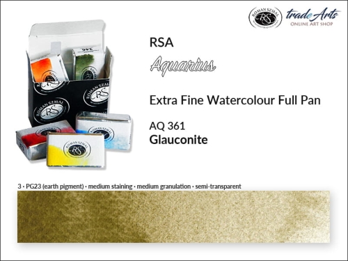 Aquarius Extra Fine Watercolour Full Pan, farba akwarelowa Aquarius Glauconite 361, kostka akwarelowa pełna Aquarius Glauconite 361,  akwarela Aquarius Glauconite 361, akwarela pełna kostka Aquarius RSA, akwarele, kostki akwarelowe,