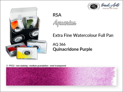 Farba akwarelowa Aquarius Quinacridone Purple 366, kostka akwarelowa pełna Aquarius Quinacridone Purple 366,  Aquarius  Quinacridone Purple 366 pełna kostka akwarelowa, farba akwarelowe pełna kostka Aquarius RSA, akwarele, kostki akwarelowe,