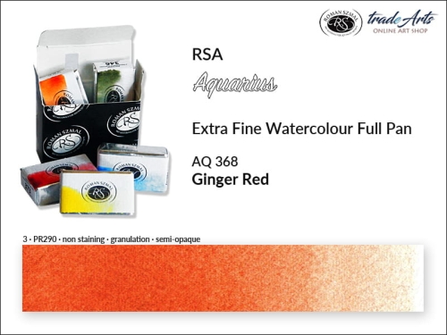 Farba akwarelowa Aquarius Ginger Red 368, kostka akwarelowa pełna Aquarius Ginger Red 368, Aquarius  Ginger Red 368 pełna kostka akwarelowa, farba akwarelowe pełna kostka Aquarius RSA, akwarele, kostki akwarelowe,