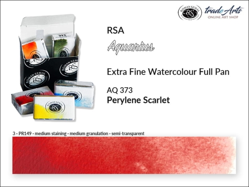 Farba akwarelowa Aquarius Perylene Scarlet 373, kostka akwarelowa pełna Aquarius Perylene Scarlet 373, Perylene Scarlet 373 pełna kostka akwarelowa, farba akwarelowe pełna kostka Aquarius RSA, akwarele, kostki akwarelowe,