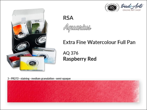 Farba akwarelowa Aquarius Raspberry Red 376, kostka akwarelowa pełna Aquarius Raspberry Red 376, Raspberry Red 376 pełna kostka akwarelowa, farba akwarelowe pełna kostka Aquarius RSA, akwarele, kostki akwarelowe,