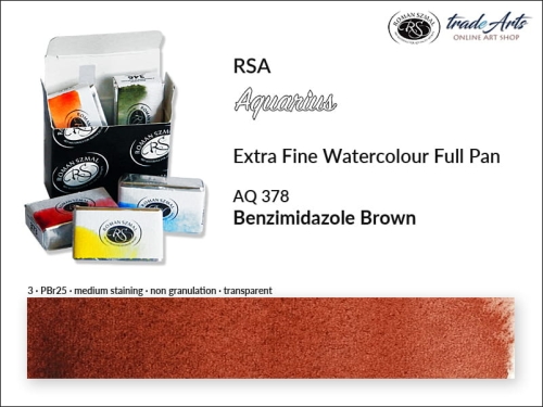 Farba akwarelowa Aquarius Benzimidazole Brown 378, kostka akwarelowa pełna Aquarius Benzimidazole Brown 378, Benzimidazole Brown 378 pełna kostka akwarelowa, farba akwarelowe pełna kostka Aquarius RSA, akwarele, kostki akwarelowe,
