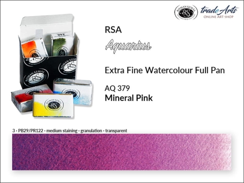 Farba akwarelowa Aquarius Mineral Pink 379, kostka akwarelowa pełna Aquarius Mineral Pink 379, Mineral Pink 379 pełna kostka akwarelowa, farba akwarelowe pełna kostka Aquarius RSA, akwarele, kostki akwarelowe,