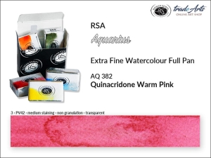 Farba akwarelowa pełna kostka Aquarius Full Pan RSA, kolor: Quinacridone Warm Pink 382