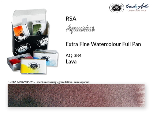 Farba akwarelowa Aquarius Lava 384, kostka akwarelowa pełna Aquarius Lava 384, Lava 384 pełna kostka akwarelowa, farba akwarelowe pełna kostka Aquarius RSA, akwarele, kostki akwarelowe,