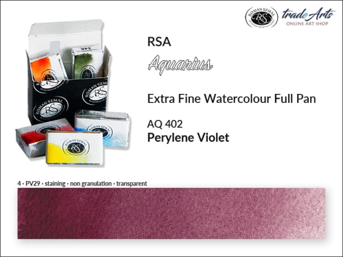 Farba akwarelowa Aquarius Perylene Violet 402, kostka akwarelowa pełna Aquarius Perylene Violet 402,  Aquarius  Perylene Violet 402 pełna kostka akwarelowa, farba akwarelowe pełna kostka Aquarius RSA, akwarele, kostki akwarelowe,