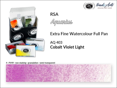 Farba akwarelowa Aquarius Cobalt Violet Light 403, kostka akwarelowa pełna Aquarius Cobalt Violet Light 403, Aquarius  Cobalt Violet Light 403 pełna kostka akwarelowa, farba akwarelowe pełna kostka Aquarius RSA, akwarele, kostki akwarelowe,
