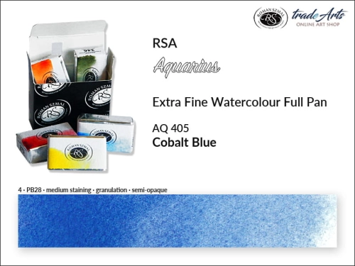 Farba akwarelowa Aquarius Cobalt Blue 405, kostka akwarelowa pełna Aquarius Cobalt Blue 405,  Aquarius  Cobalt Blue 405 pełna kostka akwarelowa, farba akwarelowe pełna kostka Aquarius RSA, akwarele, kostki akwarelowe,