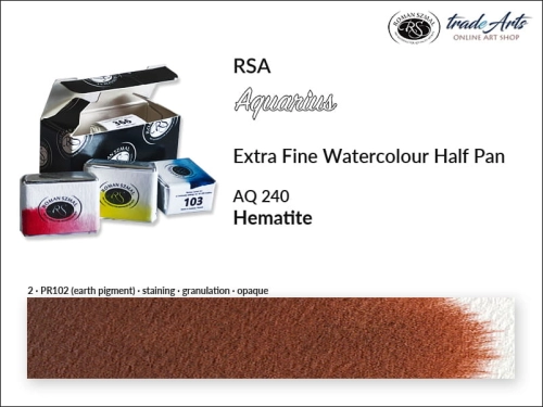 Farba akwarelowa Half Pan Aquarius Hematite 240 półkostka akwarelowa Aquarius Hematite 240,  akwarela półkostka Aquarius Hematite 240, akwarela półkostka Aquarius RSA, akwarele, kostki akwarelowe,