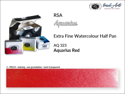 Farba akwarelowa Half Pan Aquarius Red 323, półkostka akwarelowa Aquarius Red 323,  Aquarius Red 323 półkostka akwarelowa, farba akwarelowa półkostka Aquarius RSA, akwarele, kostki akwarelowe,