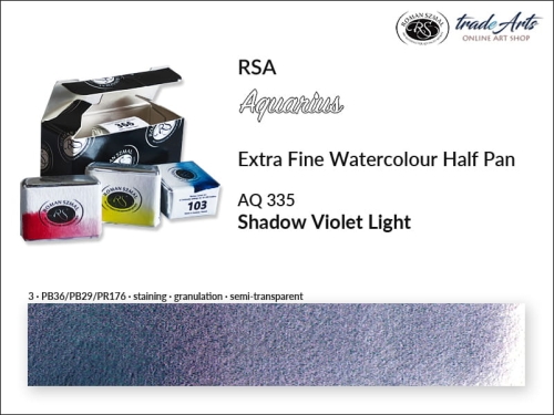 Farba akwarelowa Half Pan RSA Aquarius Shadow Violet Light 335, półkostka akwarelowa RSA Aquarius Shadow Violet Light 335,  RSA Aquarius  Shadow Violet Light 335 półkostka akwarelowa, farba akwarelowa półkostka Aquarius RSA,