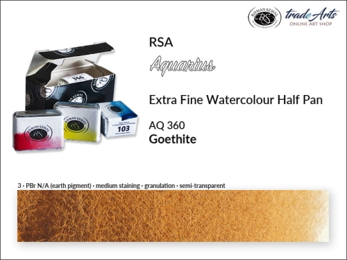 Farba akwarelowa Hal Pan Aquarius Goethite 360, półkostka akwarelowa Aquarius Goethite 360,  półkostka akwarela Aquarius Goethite 360, akwarela półkostka Aquarius RSA, akwarele, kostki akwarelowe,