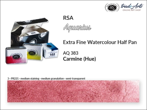 Farba akwarelowa half Pan Aquarius Carmine Hue 383, półkostka akwarelowa Aquarius Carmine Hue 383, Carmine Hue 383 półkostka akwarelowa, farba akwarelowa półkostka Aquarius RSA, akwarele, kostki akwarelowe,