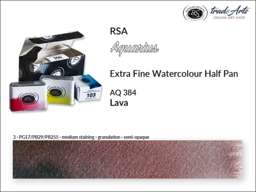 Farba akwarelowa Half Pan Aquarius Lava 384, półkostka akwarelowa Aquarius Lava 384, Lava 384 półkostka akwarelowa, farba akwarelowa półkostka Aquarius RSA, akwarele, kostki akwarelowe,