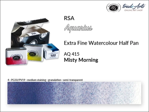 Farba akwarelowa Half Pan Aquarius Misty Morning 415, półkostka akwarelowa Aquarius Misty Morning 415,  Aquarius  Misty Morning 415 półkostka akwarelowa, farba akwarelowa półkostka Aquarius RSA, akwarele, kostki akwarelowe,
