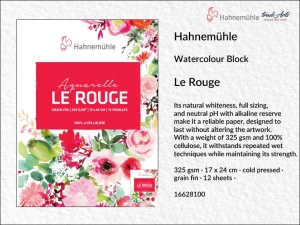 Hahnemühle Le Rouge Watercolour Block blok akwarelowy 325 gsm, CP, naturalna biel,  12 ark., rozmiar: 17 x 24 cm