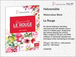 Hahnemühle Le Rouge Watercolour Block blok akwarelowy 325 gsm, CP, naturalna biel,  100 ark., rozmiar: 30 x 40 cm 