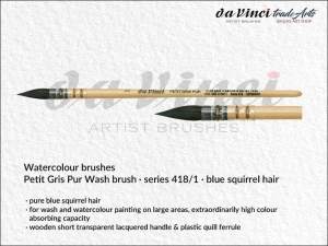 Pędzel akwarelowy okrągły da Vinci Petit Gris Pur Watercolour Brush Blue Squirrel Hair, seria 418, rozmiar 1