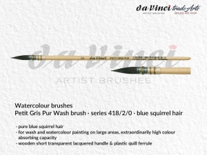 Pędzel akwarelowy okrągły da Vinci Petit Gris Pur Watercolour Brush Blue Squirrel Hair, seria 418, rozmiar 2