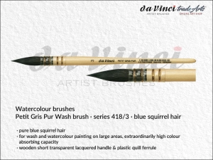 Pędzel akwarelowy okrągły da Vinci Petit Gris Pur Watercolour Brush Blue Squirrel Hair, seria 418, rozmiar 3