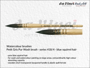 Pędzel akwarelowy okrągły da Vinci Petit Gris Pur Watercolour Brush Blue Squirrel Hair, seria 418, rozmiar 4