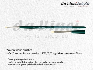 Pędzel akwarelowy okrągły da Vinci NOVA Watercolour Brushes złote syntetyczne włosie, seria 1570, rozmiar 2/0