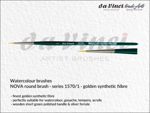 Pędzel akwarelowy okrągły da Vinci NOVA Watercolour Brushes złote syntetyczne włosie, seria 1570, rozmiar 1