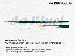 Pędzel akwarelowy okrągły da Vinci NOVA Watercolour Brushes złote syntetyczne włosie, seria 1570, rozmiar 3