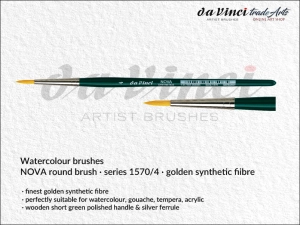 Pędzel akwarelowy okrągły da Vinci NOVA Watercolour Brushes złote syntetyczne włosie, seria 1570, rozmiar 4