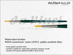 Pędzel akwarelowy okrągły da Vinci NOVA Watercolour Brushes złote syntetyczne włosie, seria 1570, rozmiar 5