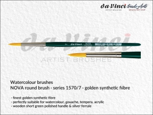 Pędzel akwarelowy okrągły da Vinci NOVA Watercolour Brushes złote syntetyczne włosie, seria 1570, rozmiar 7