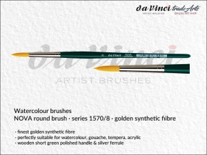 Pędzel akwarelowy okrągły da Vinci NOVA Watercolour Brushes złote syntetyczne włosie, seria 1570, rozmiar 8