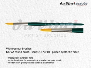Pędzel akwarelowy okrągły da Vinci NOVA Watercolour Brushes złote syntetyczne włosie, seria 1570, rozmiar 10