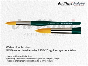 Pędzel akwarelowy okrągły da Vinci NOVA Watercolour Brushes złote syntetyczne włosie, seria 1570, rozmiar 20