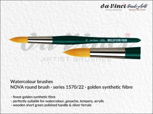 Pędzel akwarelowy okrągły da Vinci NOVA Watercolour Brushes złote syntetyczne włosie, seria 1570, rozmiar 22
